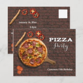 パーティーカスタマイズ招待状 ピザパーティー ポストカード (正面/裏面)