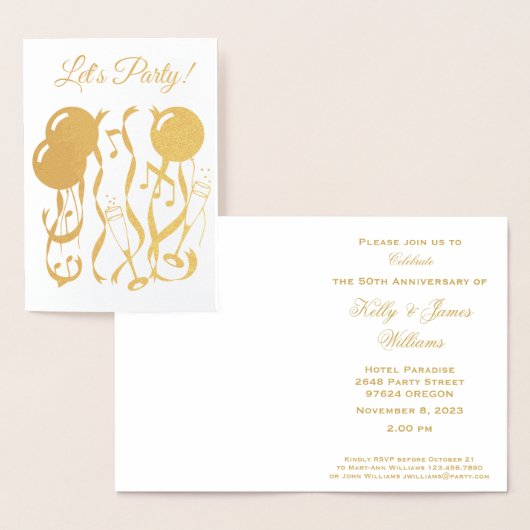 パーティーカスタムタイム50周年記念招待状 箔カード (ディスプレー)
