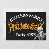 パーティーカスタムファミリーハロウィーン年次スケルトン 招待状 (正面)