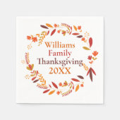 パーティーカスタムファミリー感謝祭秋リース スタンダードカクテルナプキン (正面)