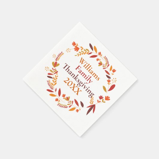 パーティーカスタムファミリー感謝祭秋リース スタンダードカクテルナプキン (角)