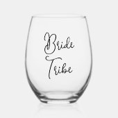 パーティーカスタムブライドフォントブラック文字 ステムなしワイングラス (正面)
