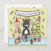 パーティーカスタム動物の誕生日パーティーへの招待 (正面/裏面)