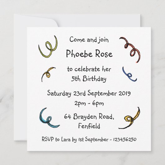 パーティーカスタム動物の誕生日パーティーへの招待 (裏面)