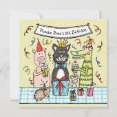 パーティーカスタム動物の誕生日パーティーへの招待 (正面)