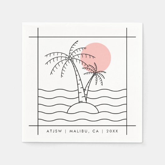 パーティーカスタム用ナプキンサマーパームツリーナプキンズ スタンダードカクテルナプキン (正面)