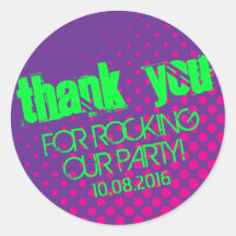 パーティーカッコいいロックハーフトーンステッカー紫とピンク