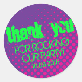 パーティーカッコいいロックハーフトーンステッカー紫とピンク ラウンドシール