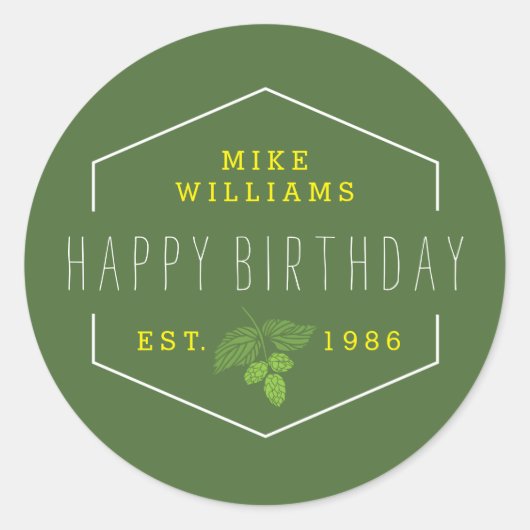 パーティーカップシール，ホップスラベル，お気に入りラベル ラウンドシール (正面)