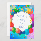 パーティーカラフルバルーン 招待状 (正面/裏面)