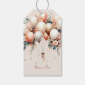 パーティーカラフルホワイトピーチフローラバルーンエレガント ギフトタグ (正面)