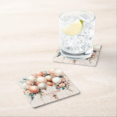 パーティーカラフルホワイトピーチフローラバルーンエレガント スクエアペーパーコースター (インサイチュ)