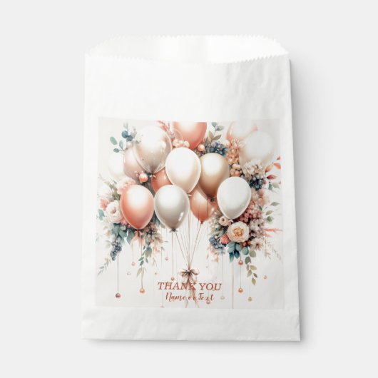 パーティーカラフルホワイトピーチフローラバルーンエレガント フェイバーバッグ (正面)