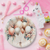 パーティーカラフルホワイトピーチフローラバルーンエレガント ペーパープレート (パーティー)