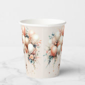 パーティーカラフルホワイトピーチフローラバルーンエレガント 紙コップ (右)