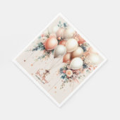 パーティーカラフルホワイトピーチフローラバルーンE スタンダードランチョンナプキン (角)