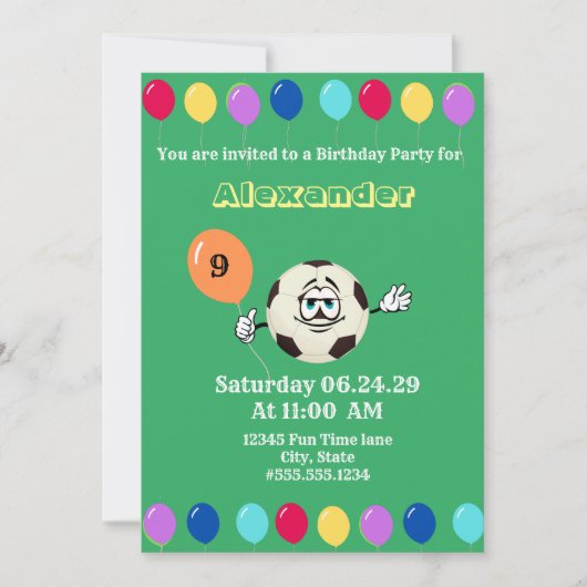 パーティーカラフル風船サッカーボールおもしろい顔 (正面)