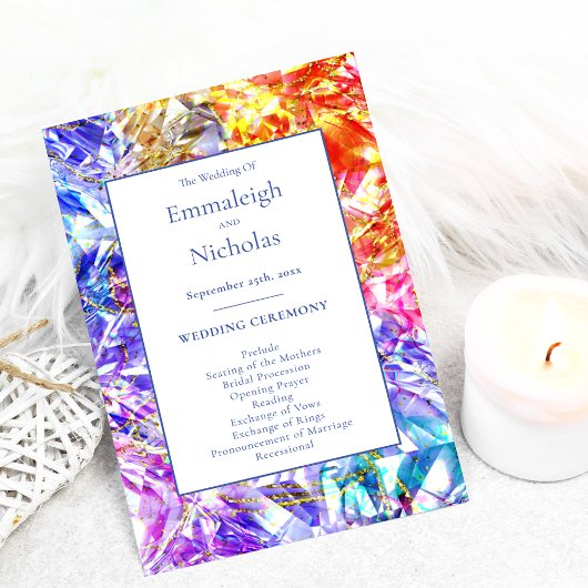 パーティーカラークリスタルジェムストーン結婚式 プログラム