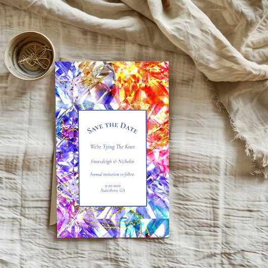 パーティーカラーダイヤモンドクリスタル日付の保存 ポストカード