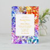 パーティーカラーダイヤモンドレインボー結婚ストーン 箔招待状 (立ち正面)