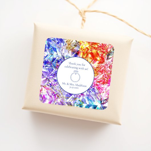 パーティーカラーダイヤモンド結晶結婚宝石 スクエアシール