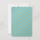 パーティーカード可愛いターコイズブルー金ゴールド円パターン 出欠カード (裏面)