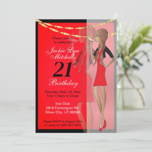 パーティーガールお祝い 招待状 (スタンド正面)