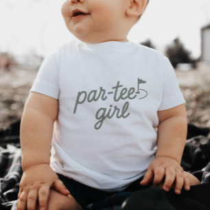 パーティーガールゴルフ1歳の誕生日セージグリーンTシャツ ベビーTシャツ