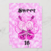 パーティーガールスウィート16誕生日招待状 招待状 (正面/裏面)