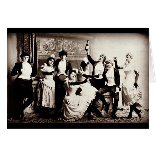 パーティーガールズヴィンテージシーングリーティングカード (正面横)