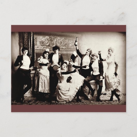 パーティーガールズヴィンテージプリント ポストカード (正面)