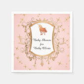 パーティーガールベイビーシャワーマジカルユニコーンバラ金ゴールド スタンダードカクテルナプキン (正面)