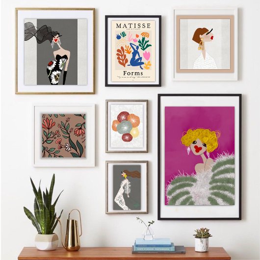 パーティーガール踊りピンクファッションイラストレーション ポスター