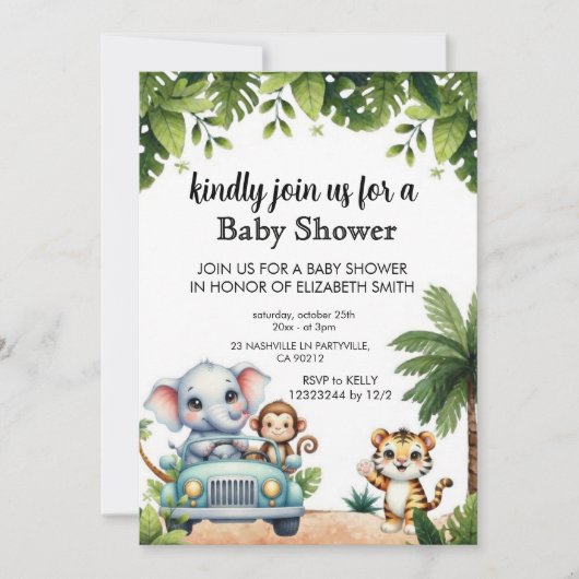 パーティーキッズの誕生日招待状 ベビーシャワー 招待状 (正面)