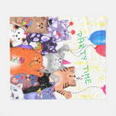 パーティーキャッツフリースブランケット-カスタム文字 フリースブランケット (正面(横))