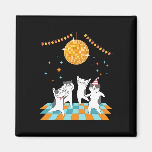 パーティーキャッツ踊りアンダーDisco Ball マグネット (正面)