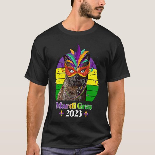 パーティーキャットマスクビーズマルディグラス2023 2 Tシャツ (正面)