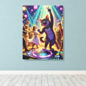 パーティーキャットDJ Leading the Ultimate Dance Floor Bash キャンバスプリント (インサイチュ (ウッドフロア))