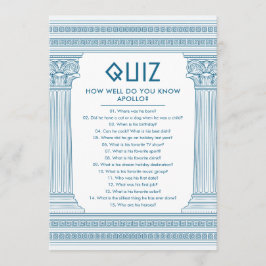 パーティークイズと青のギリシャの寺院 招待状