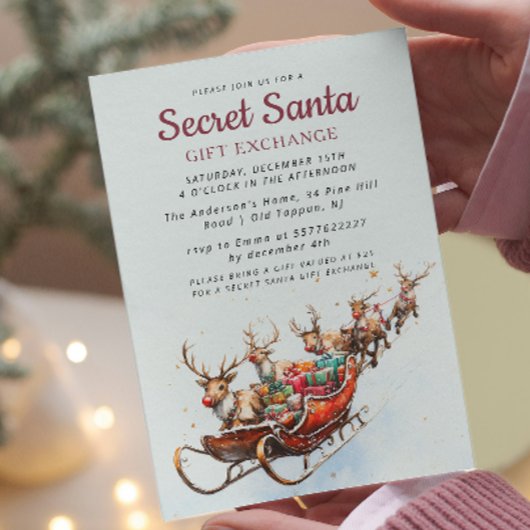 パーティークラシックサンタスレイシークレットサンタクリスマス 招待状