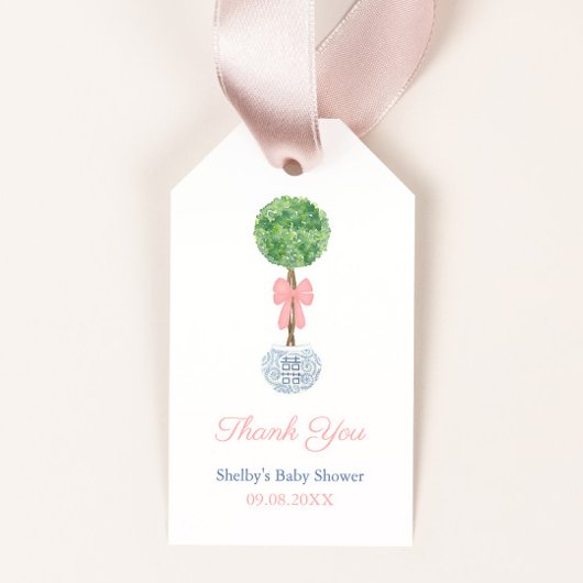 パーティークラシックベビーガールシャワーありがとう ギフトタグ