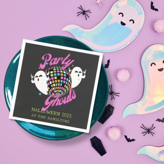 パーティーグールレトロハロウィーン幽霊 スタンダードカクテルナプキン