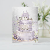 パーティーケーキラベンダーフローラエレガントな結婚式 エンクロージャーカード (スタンド正面)
