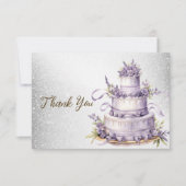 パーティーケーキラベンダーフローラ水彩エレガント サンキューカード (正面)