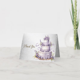 パーティーケーキラベンダーフローラ水彩エレガント サンキューカード