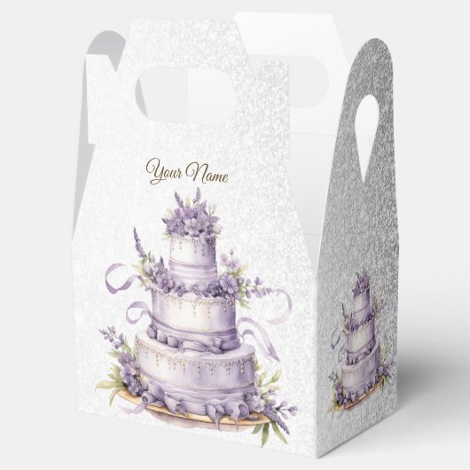 パーティーケーキラベンダーフローラ水彩エレガント フェイバーボックス (オープン)