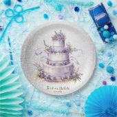 パーティーケーキラベンダーフローラ水彩エレガント ペーパープレート (パーティー)