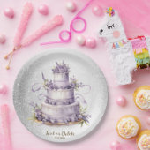 パーティーケーキラベンダーフローラ水彩エレガント ペーパープレート (パーティー)