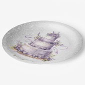 パーティーケーキラベンダーフローラ水彩エレガント ペーパープレート (アングル)