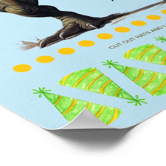 パーティーゲーム：恐竜の帽子を固定する ポスター (角)